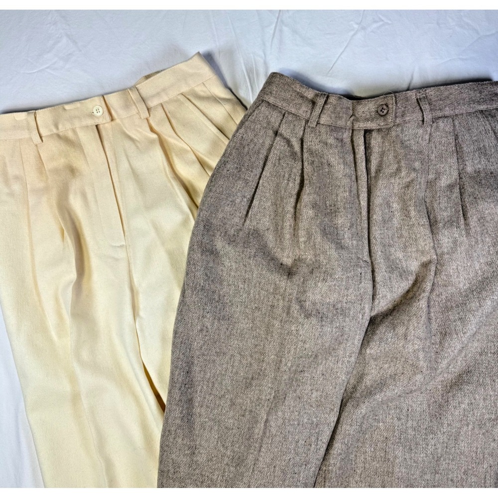 Lot 2 NWOT Vintage Savannah Wool Blend Pants Womens Size 10 Lined Beige & Ivory